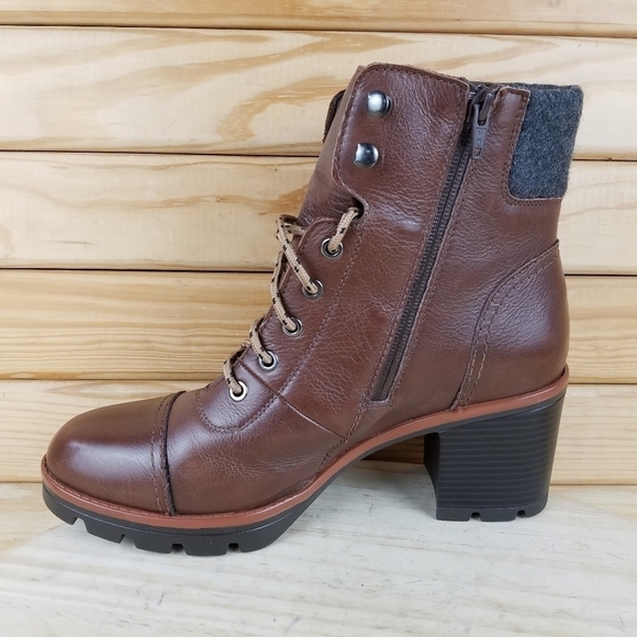 Naturalizer Varuna Waterproof Chocolate Leather High Heel Booties Ankle Boot 11W - Picture 8 of 13